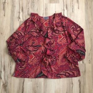 Elegant Paisley Ruffle Blouse